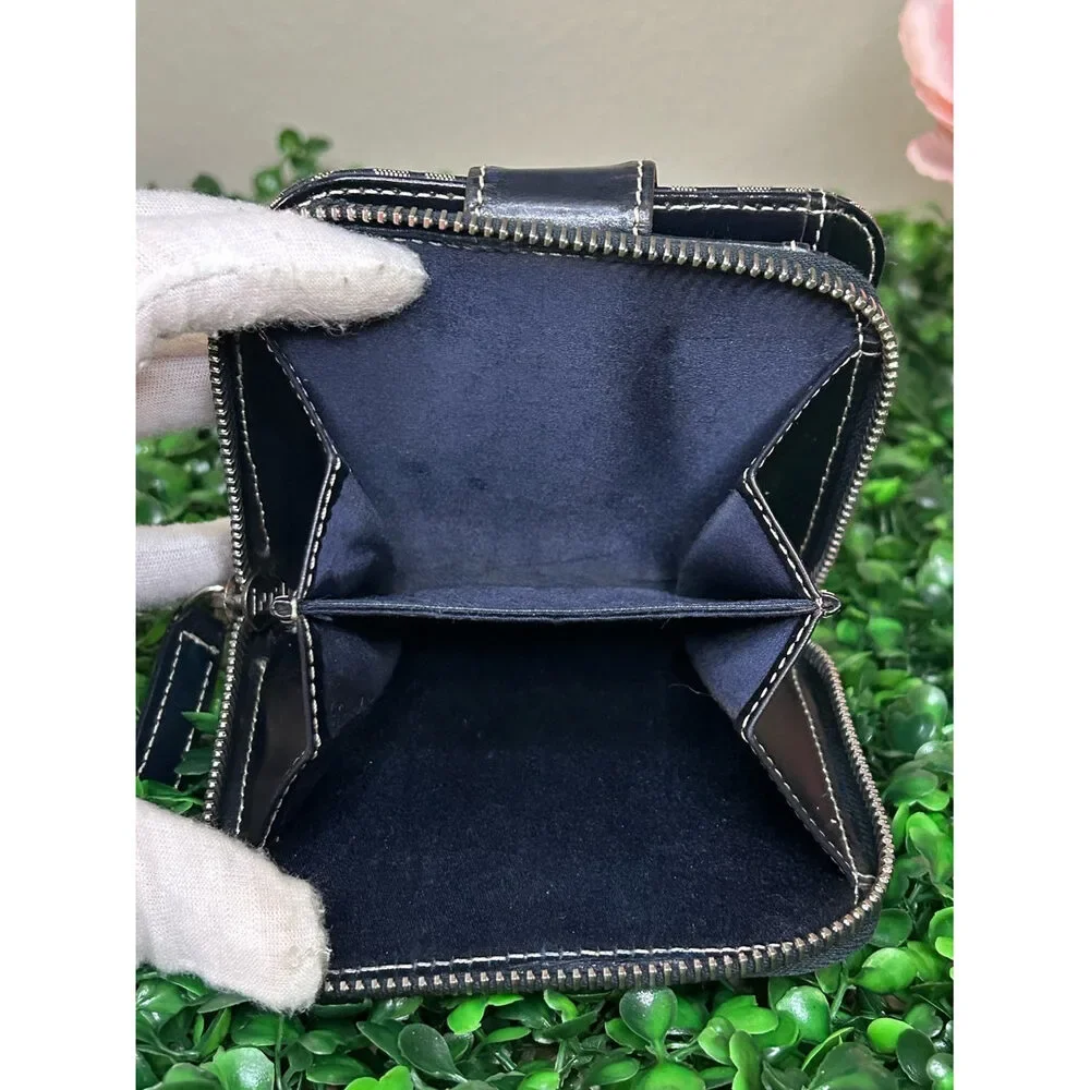 Fendi Vintage Navy Zucca FF Canvas Compact Zip-Around Bifold Wallet Made inItaly